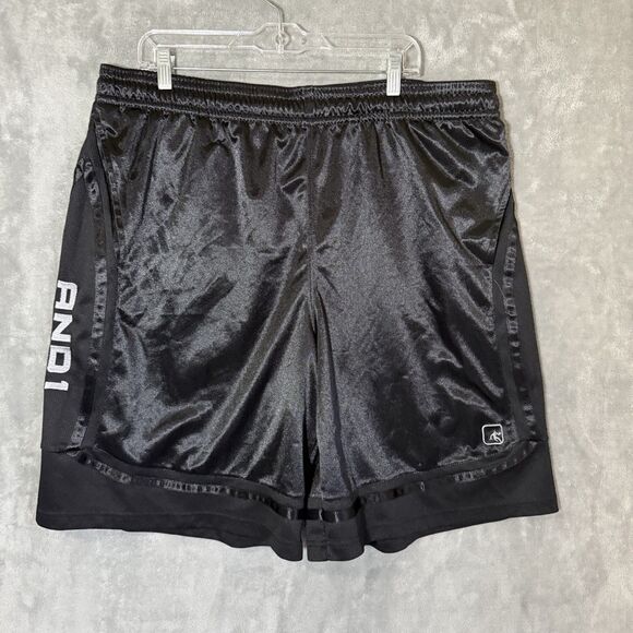 Silky Dazzle Black Basketball AND1 AND 1 Shorts Men Size 3XL Vintage Y2K - Picture 2 of 8